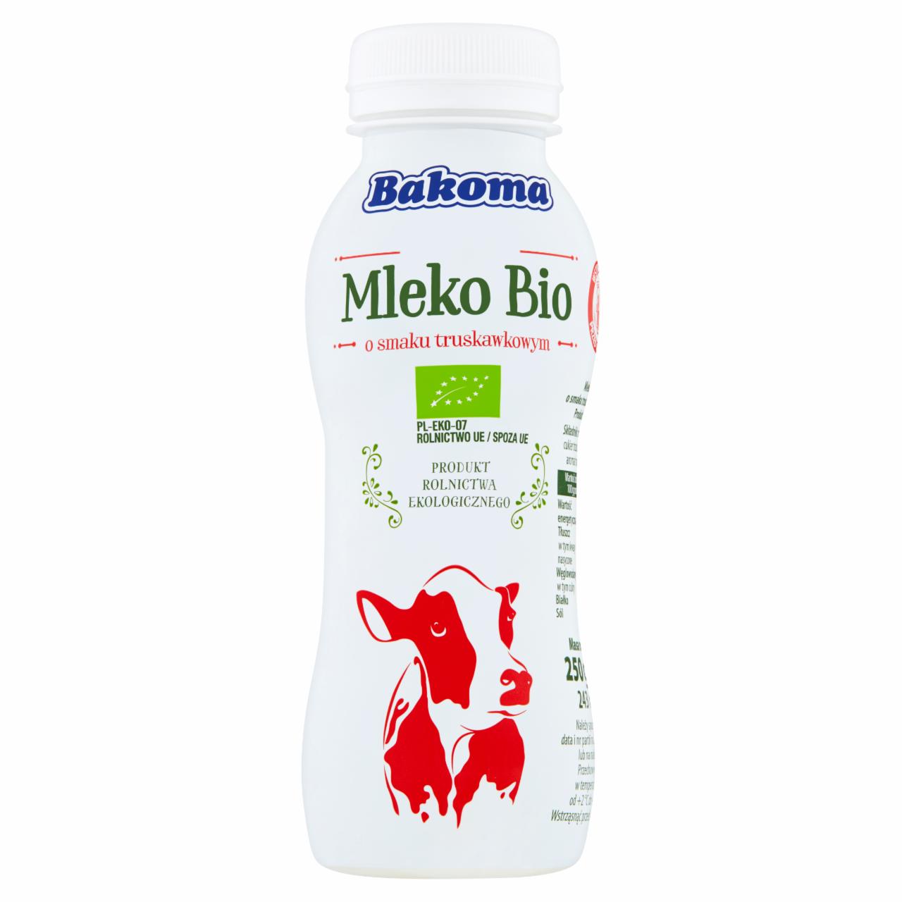 Zdjęcia - Bakoma Mleko Bio o smaku truskawkowym 250 g