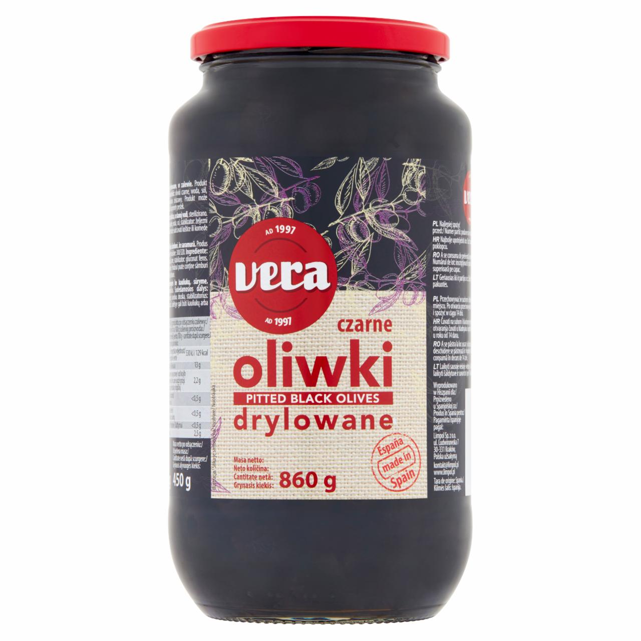 Zdjęcia - Vera Oliwki czarne drylowane 860 g