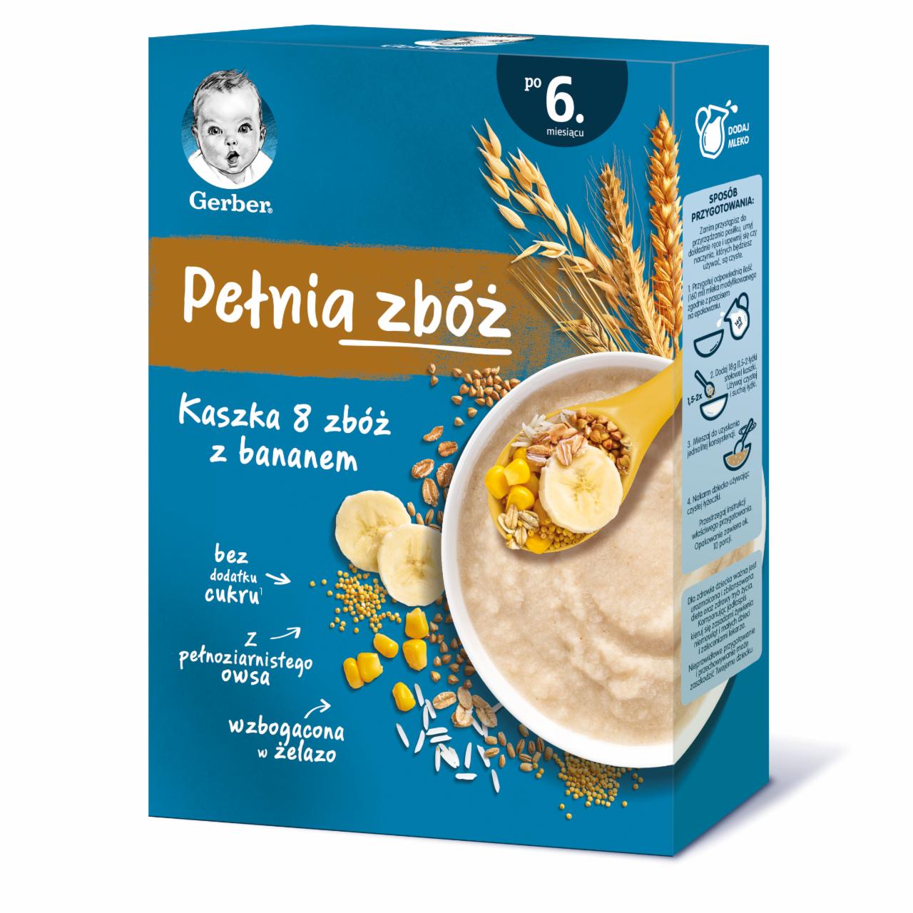 Zdjęcia - Gerber Pełnia zbóż Kaszka 8 zbóż z bananem dla niemowląt po 6. miesiącu 180 g