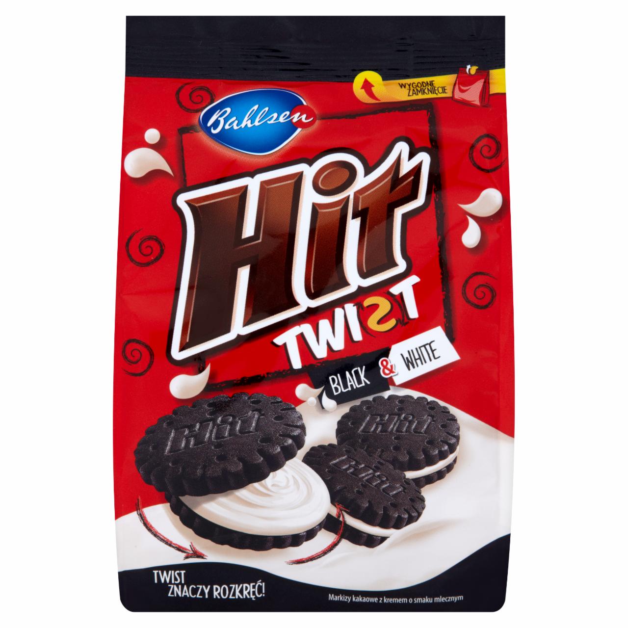 Zdjęcia - Hit Twist Black & White Markizy kakaowe z kremem o smaku mlecznym 120 g