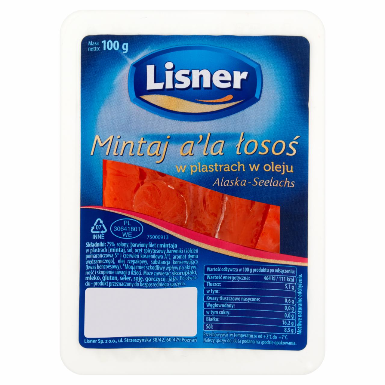 Zdjęcia - Lisner Mintaj a'la łosoś w plastrach w oleju 100 g