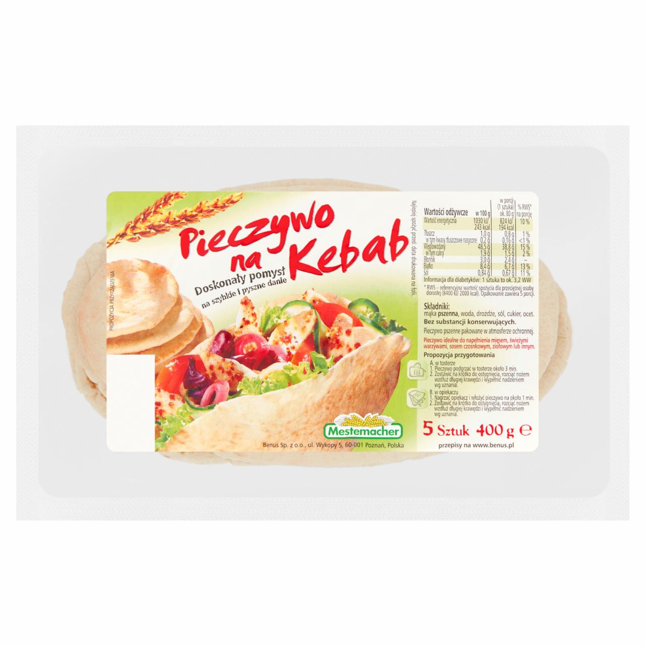 Zdjęcia - Mestemacher Pieczywo na kebab 400 g (5 sztuk)