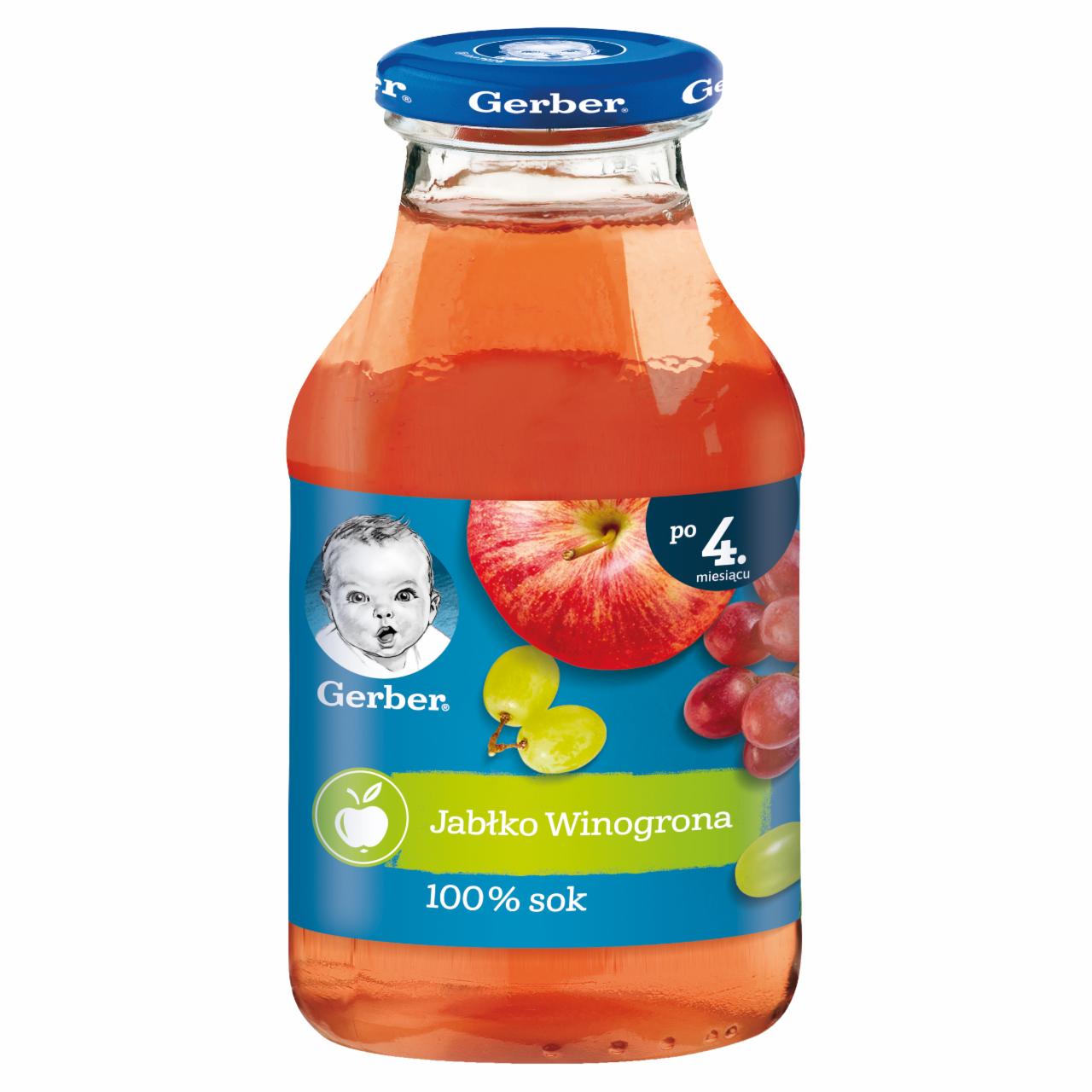 Zdjęcia - Gerber Sok 100% jabłko winogrona dla niemowląt po 4. miesiącu 200 ml