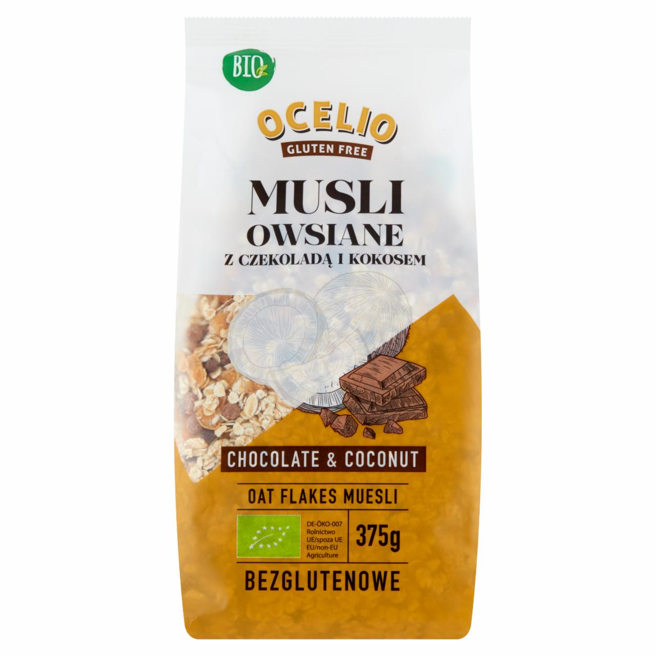 Zdjęcia - Ocelio Bio Musli owsiane z czekoladą i kokosem bezglutenowe 375 g