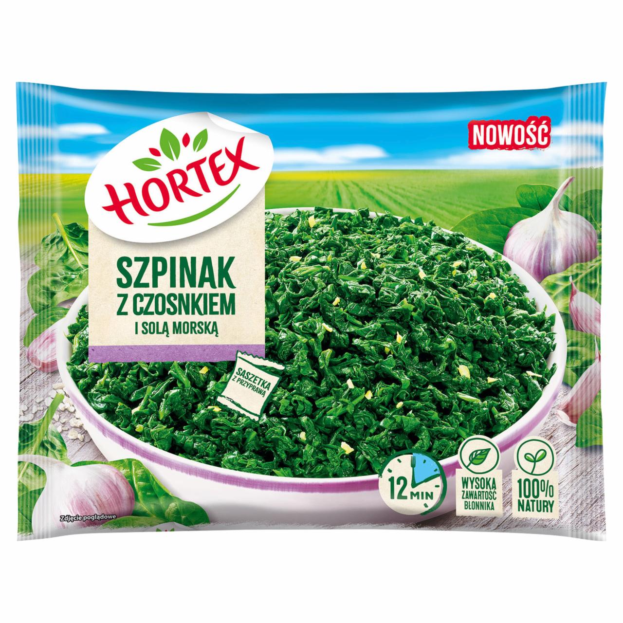 Zdjęcia - Hortex Szpinak z czosnkiem i solą morską 400 g