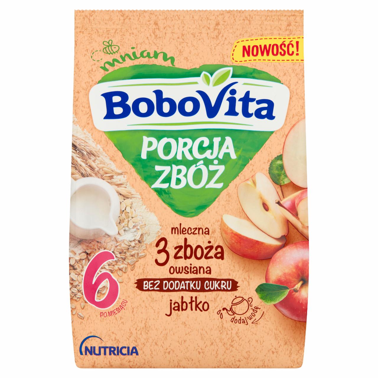 Zdjęcia - BoboVita Porcja Zbóż Kaszka mleczna 3 zboża owsiana jabłko po 6 miesiącu 210 g