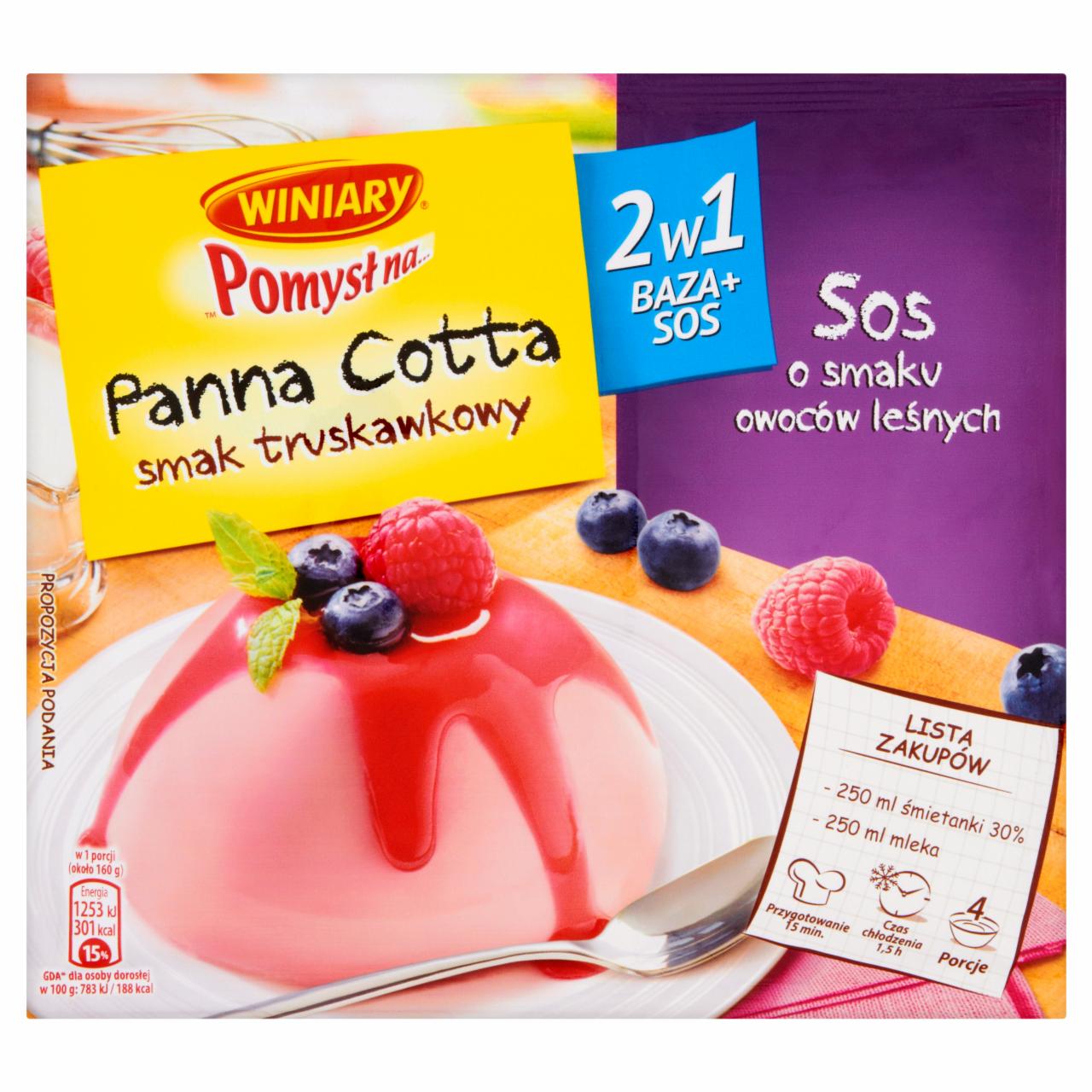 Zdjęcia - Winiary Pomysł na... Panna Cotta smak truskawkowy 90 g