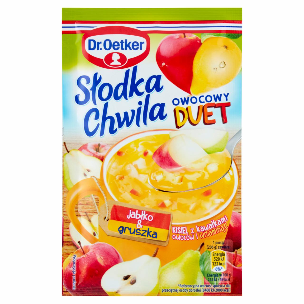 Zdjęcia - Dr. Oetker Słodka Chwila Owocowy Duet Kisiel z kawałkami owoców jabłko & gruszka 31,5 g