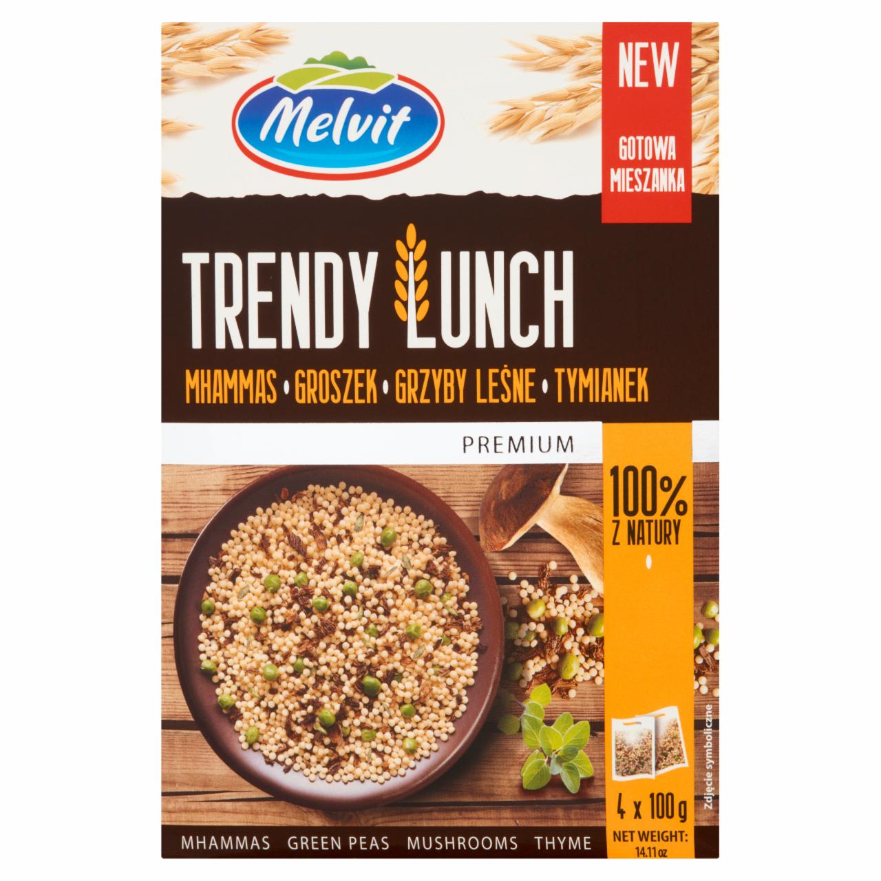 Zdjęcia - Melvit Trendy Lunch Mhammas groszek grzyby leśne tymianek 400 g (4 torebki)