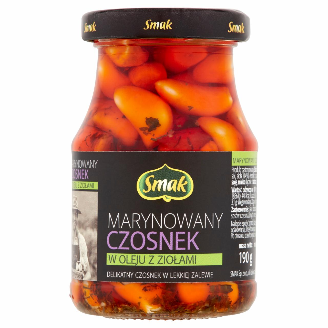 Zdjęcia - Smak Marynowany czosnek w oleju z ziołami 190 g