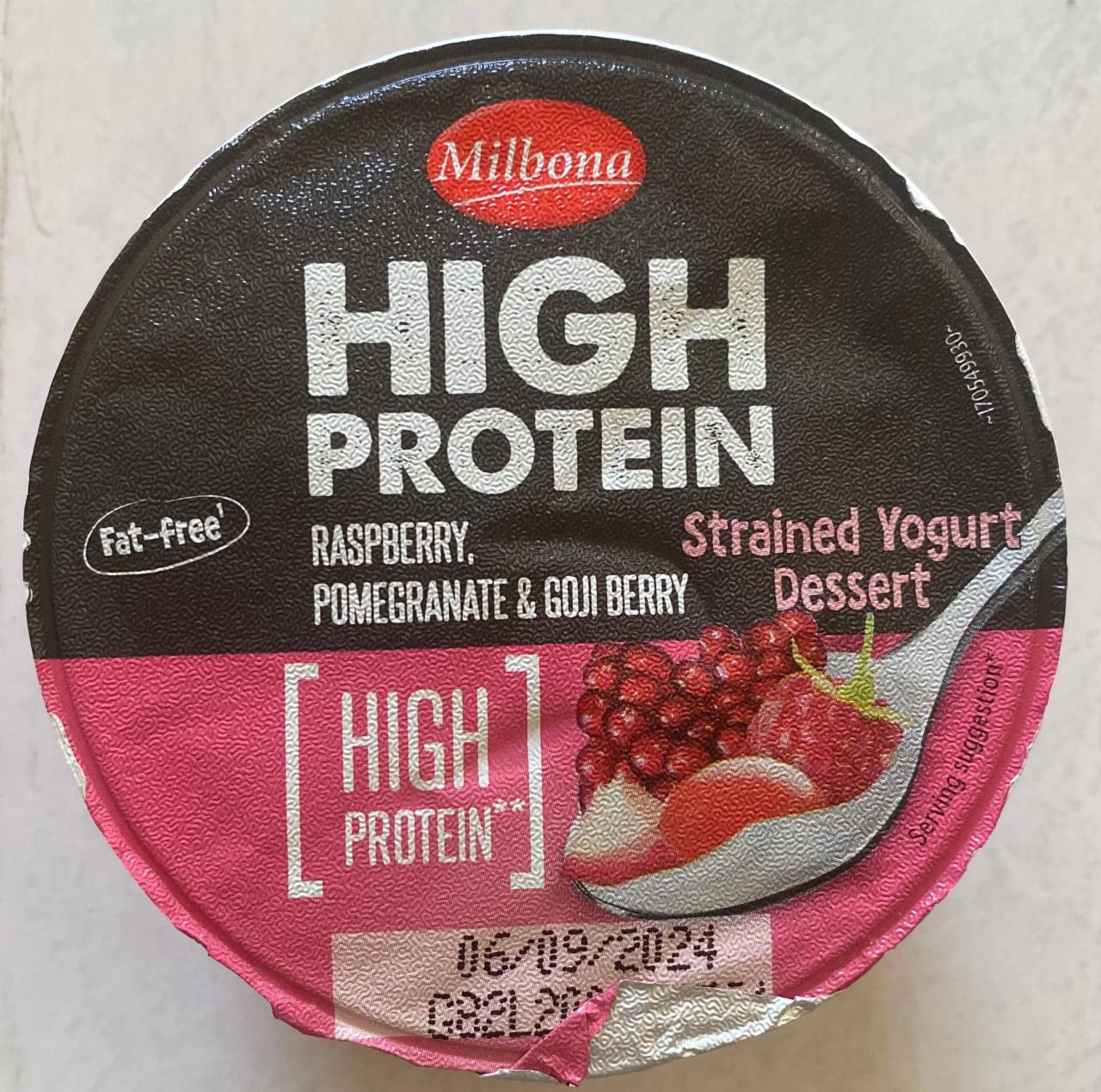 Zdjęcia - High Protein yogurt dessert pomegranate, raspberry & goji berry Milbona