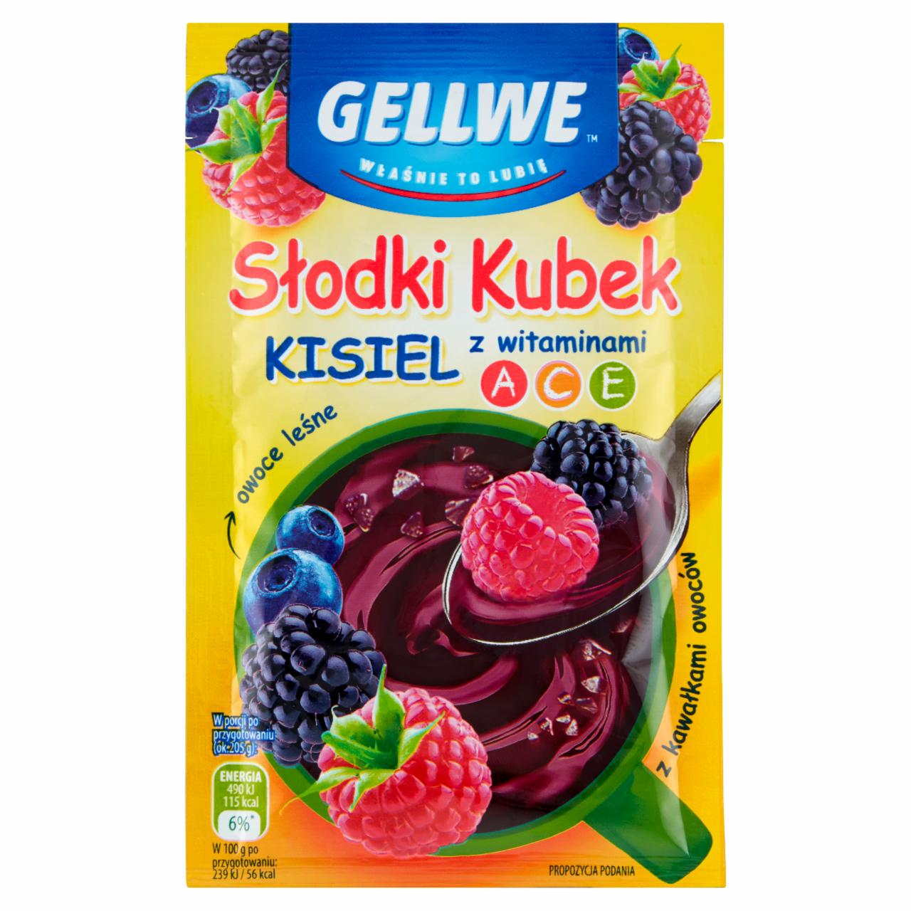 Zdjęcia - Gellwe Słodki Kubek Kisiel z kawałkami owoców owoce leśne 30 g