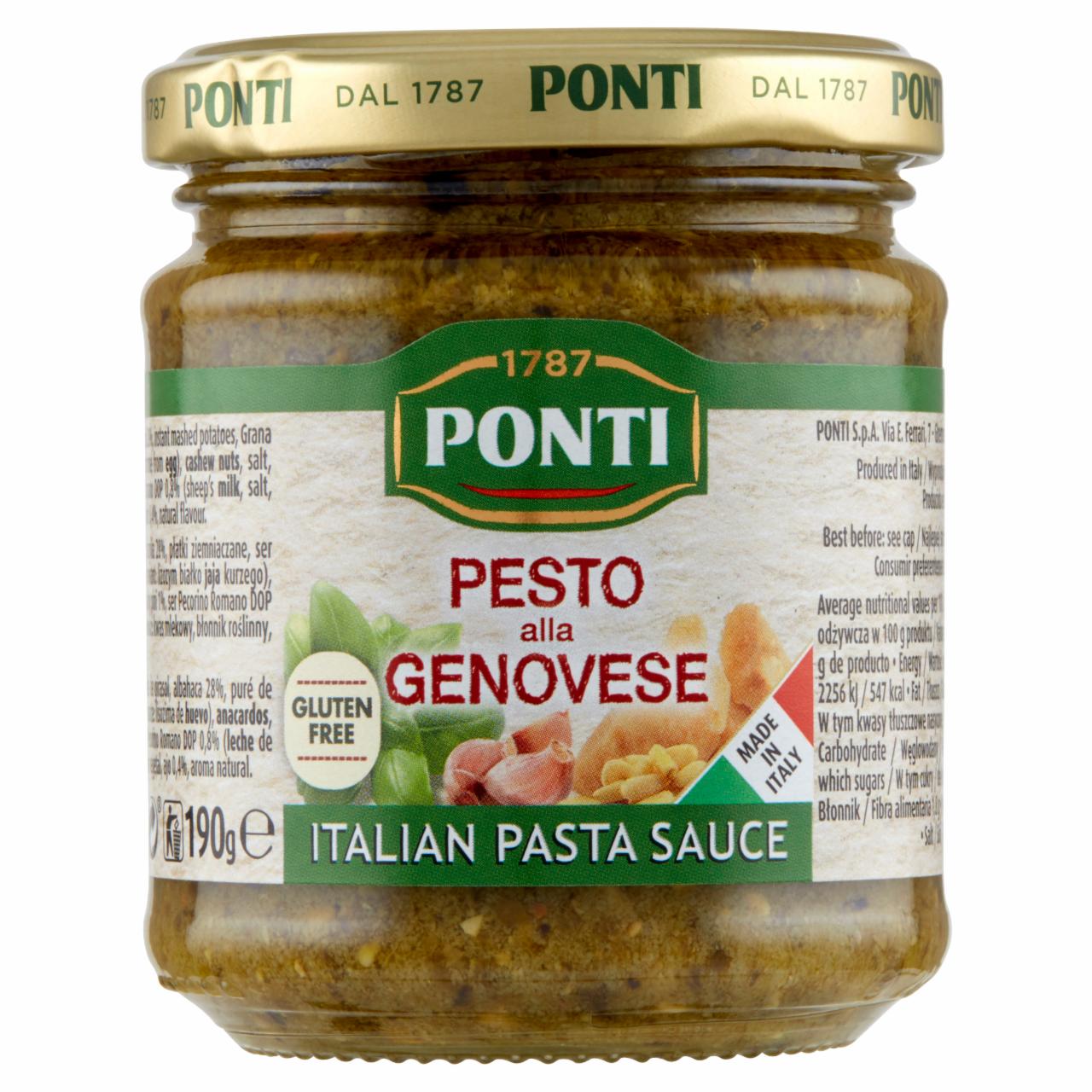 Zdjęcia - Ponti Sos pesto z bazylią 190 g