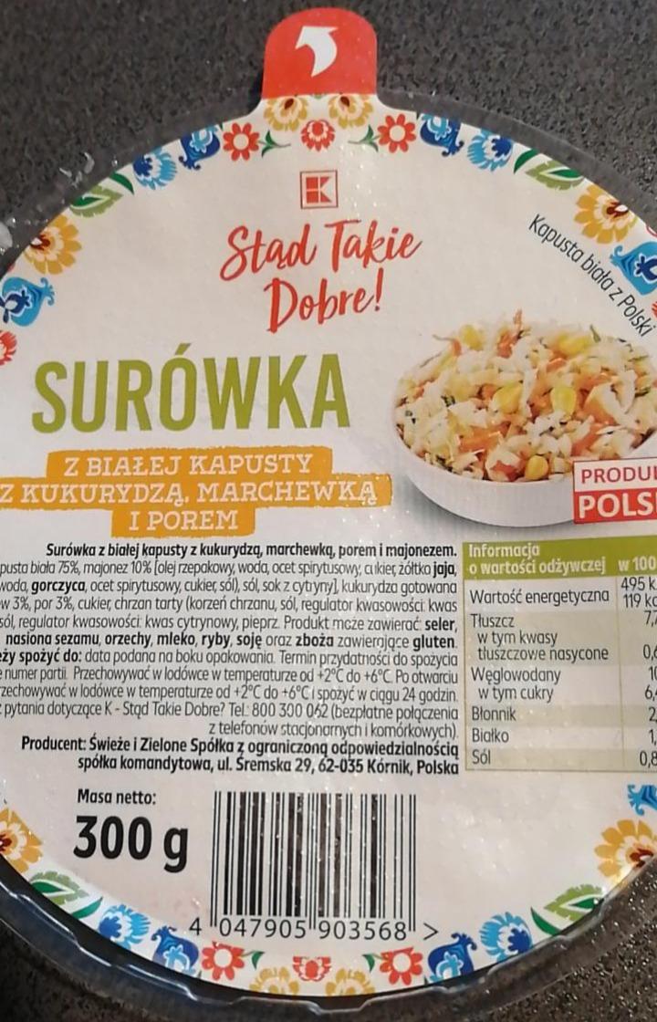 Zdjęcia - Surówka z białej kapusty, z kukurydzą, marchewką i porem K-Stąd Takie Dobre!