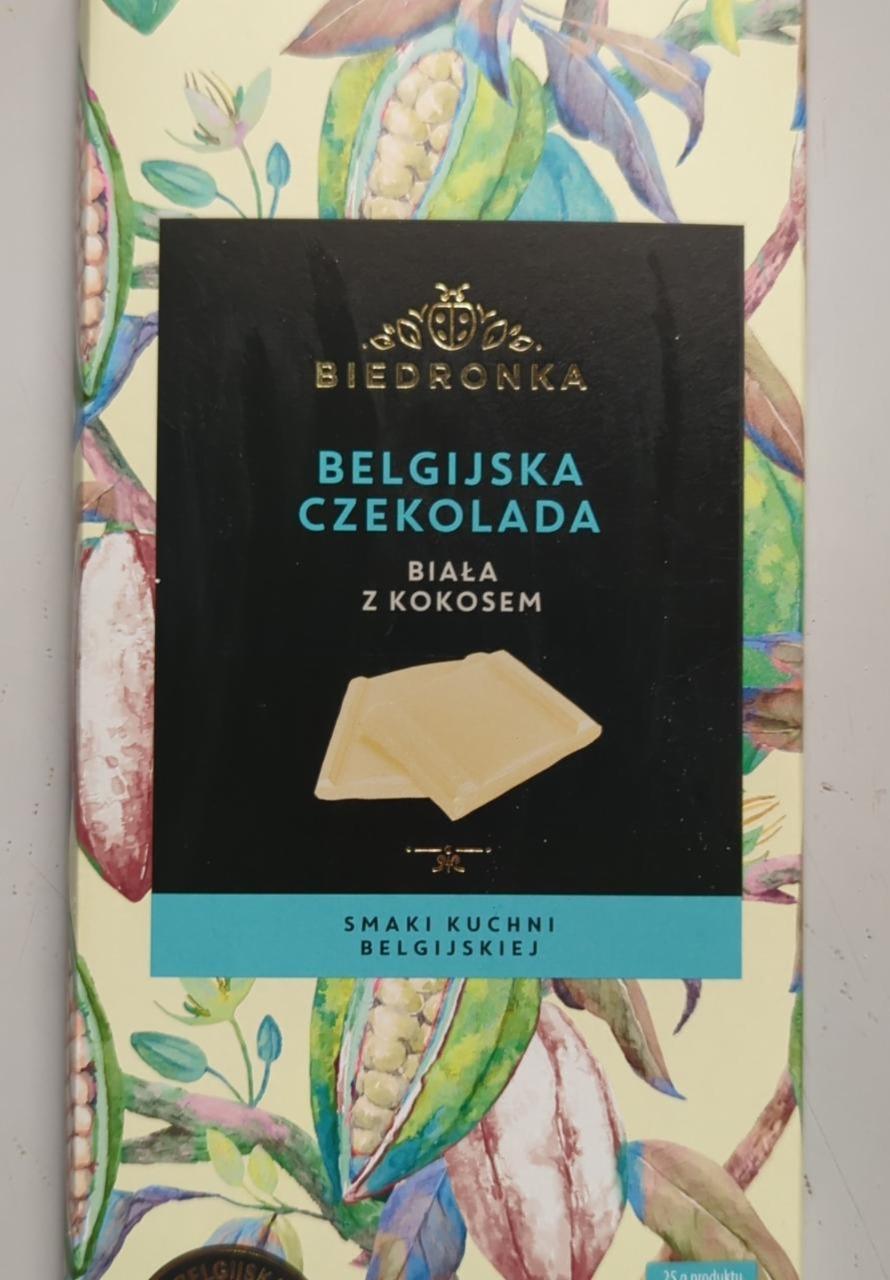 Zdjęcia - Belgijska czekolada biała z kokosem Biedronka