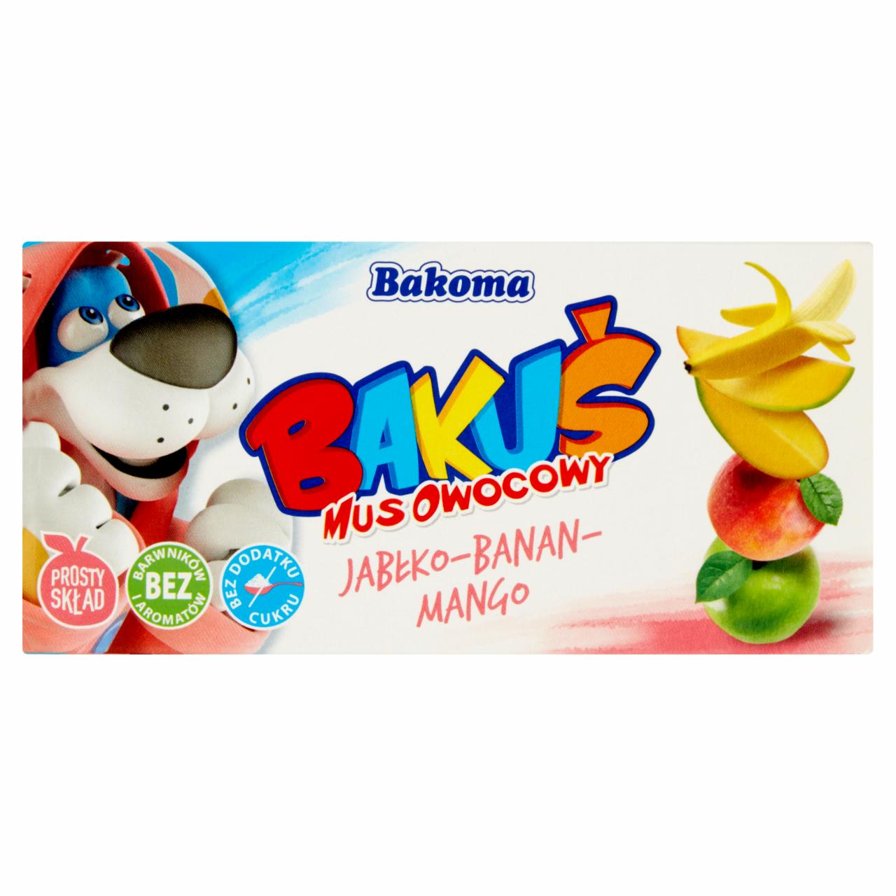 Zdjęcia - Bakoma Bakuś Mus owocowy jabłko-banan-mango 200 g (2 sztuki)