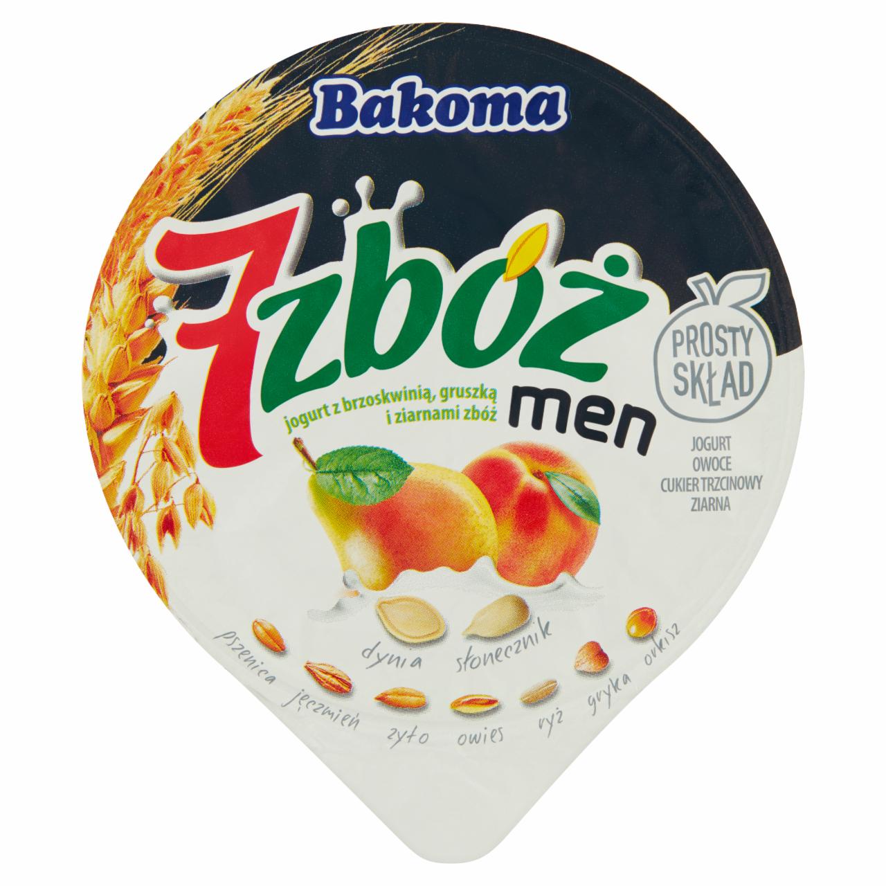 Zdjęcia - 7 zbóż men Jogurt z brzoskwinią gruszką i ziarnami zbóż 300 g Bakoma