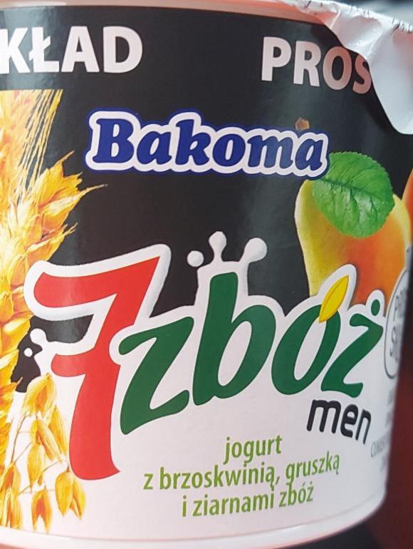 Zdjęcia - 7 zbóż men Jogurt z brzoskwinią gruszką i ziarnami zbóż 300 g Bakoma