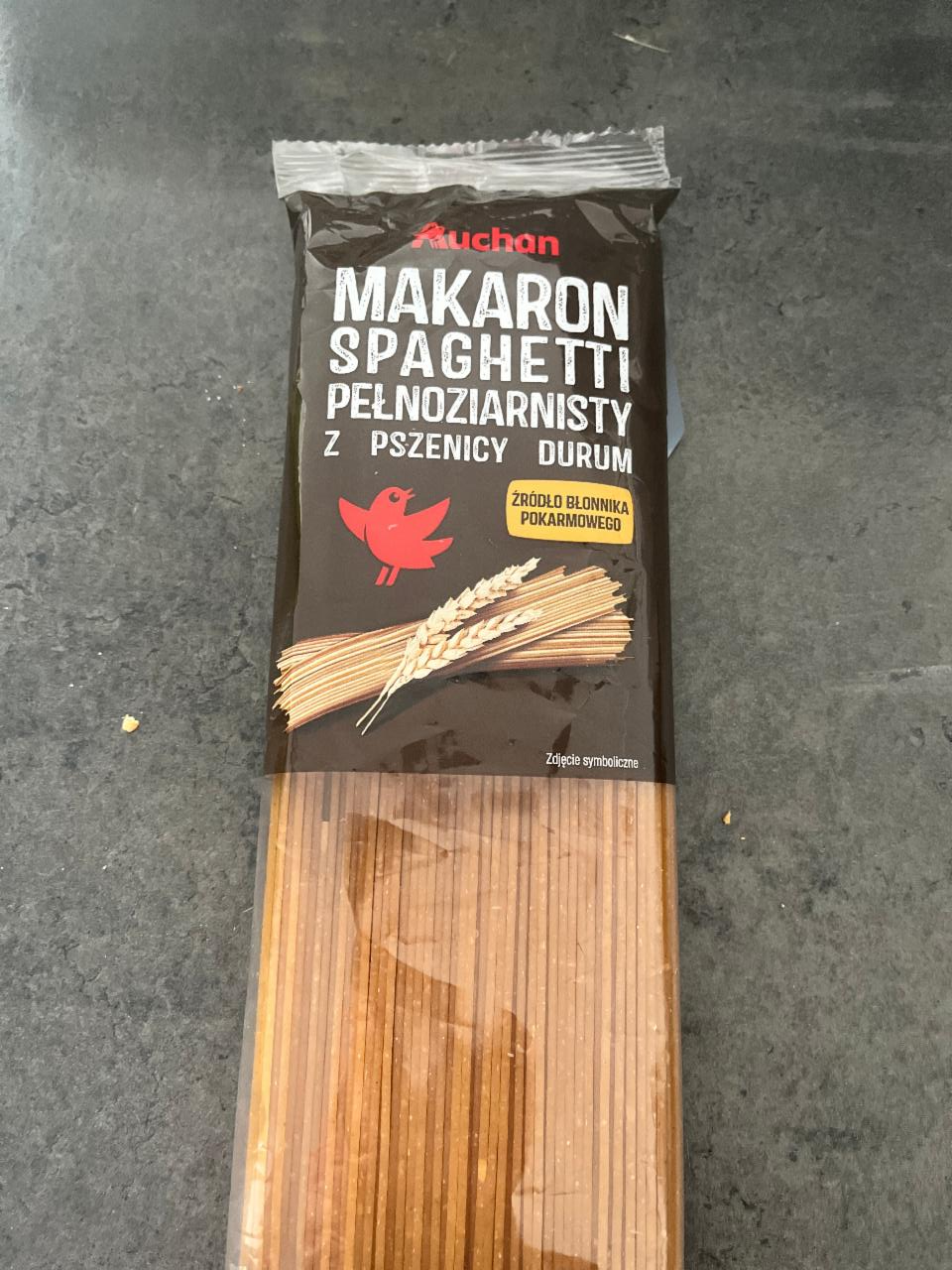 Zdjęcia - Makaron spaghetti pełnoziarnisty z pszenicy durum Auchan