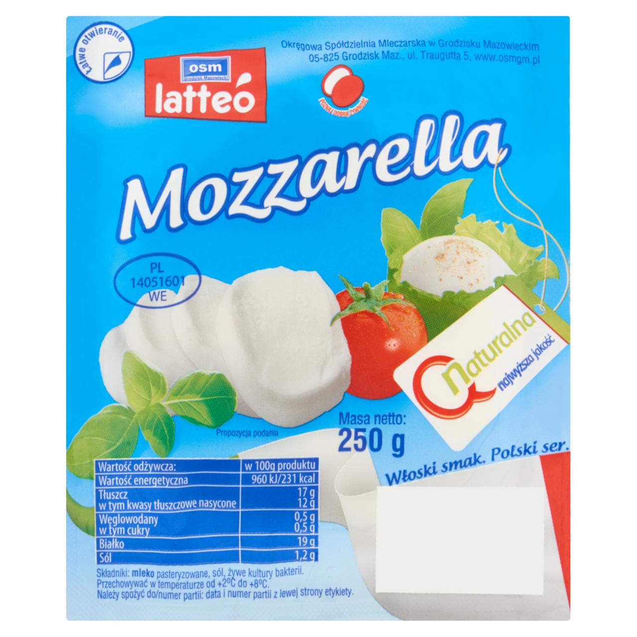 Zdjęcia - OSM Grodzisk Mazowiecki latteó Mozzarella naturalna 250 g