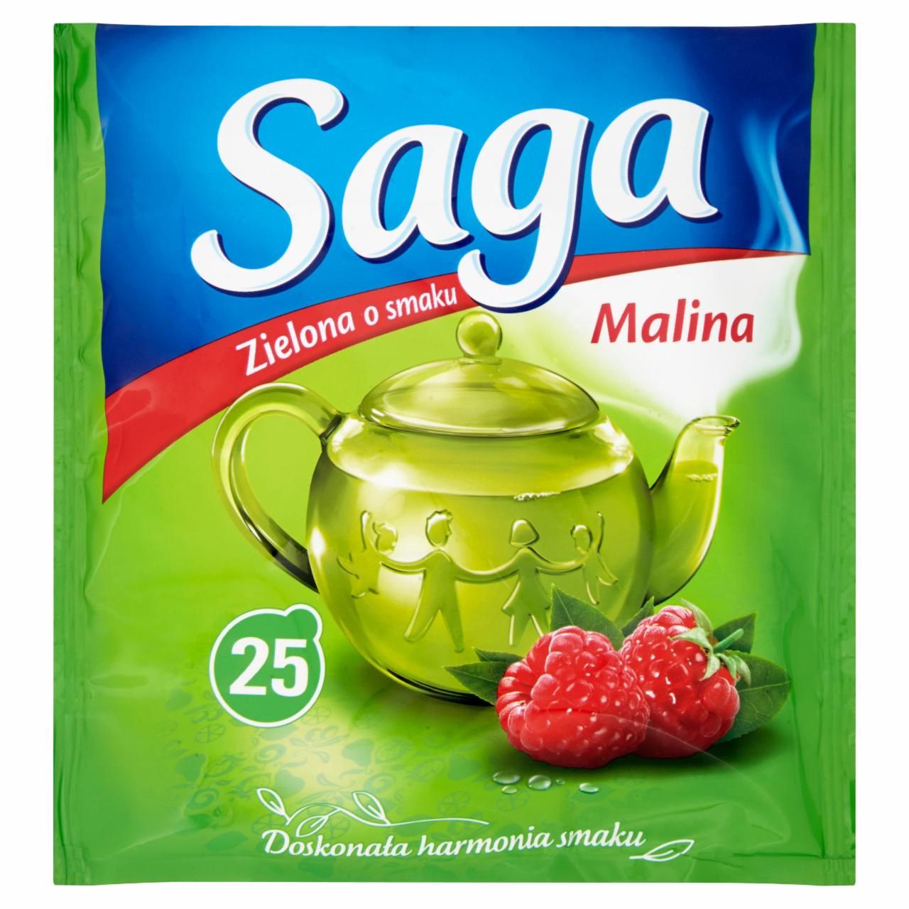 Zdjęcia - Saga Herbata zielona o smaku malina 32,5 g (25 torebek)