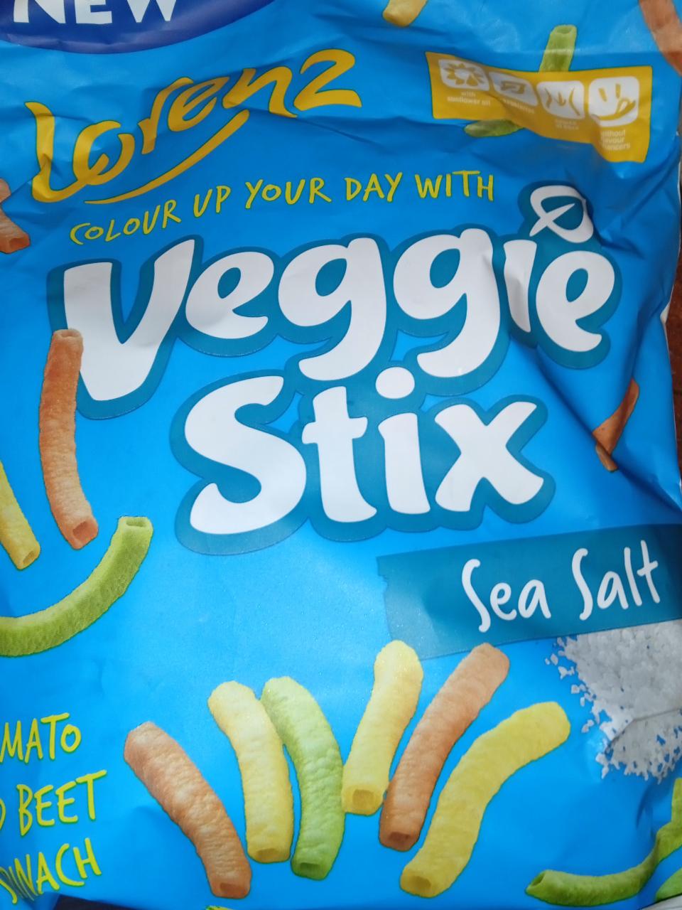 Zdjęcia - Veggie Stix Chrupki ziemniaczane z solą morską Lorenz