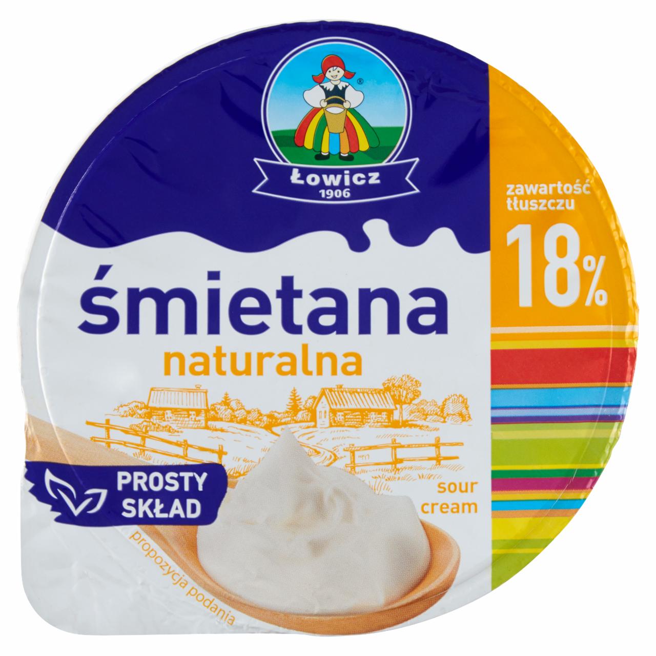 Zdjęcia - Łowicz Śmietana naturalna 18% 200 g