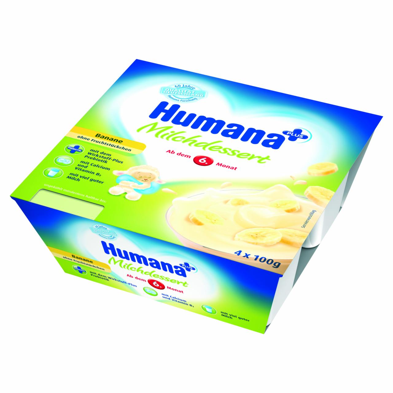 Zdjęcia - Humana Deserek mleczny bananowy od 6. miesiąca 400 g (4 sztuki)