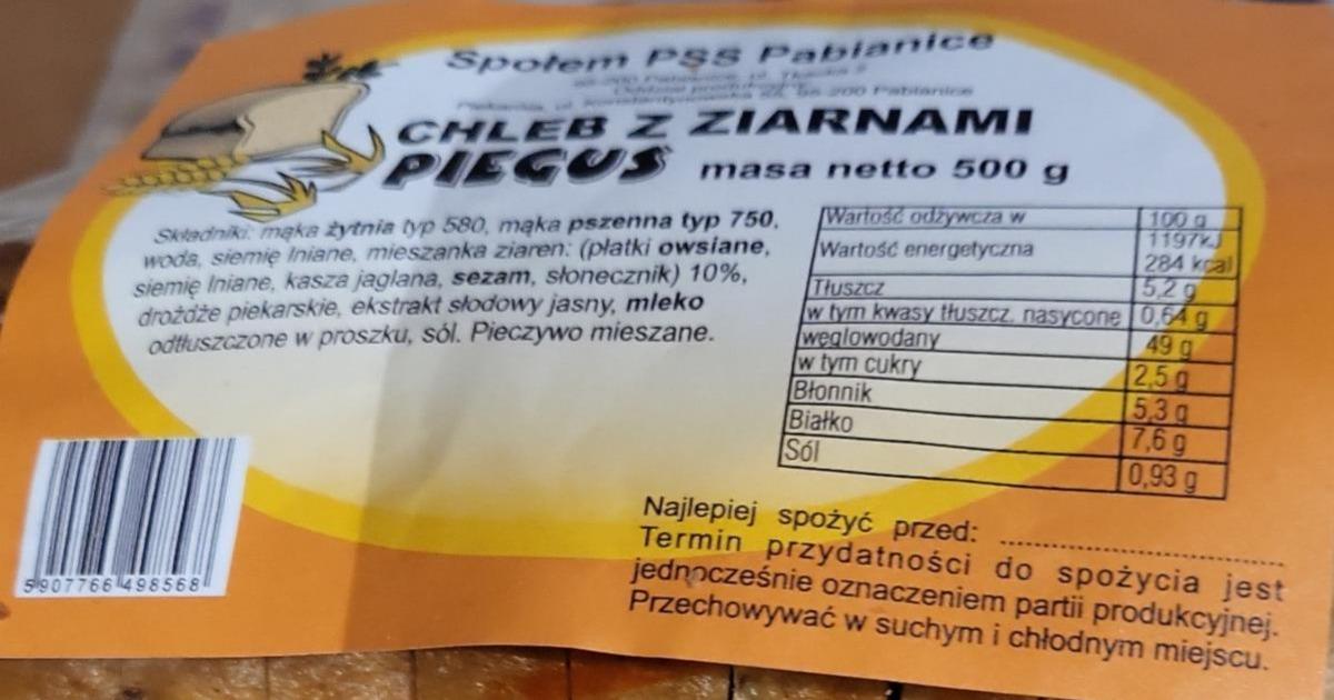 Zdjęcia - Chleb z ziarnami Piegus Społem Pabianice