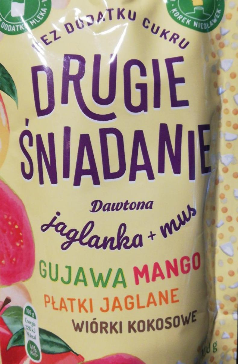 Zdjęcia - Drugie śniadanie jaglanka + mus gujawa mango płatki jaglane wiórki kokosowe Dawtona