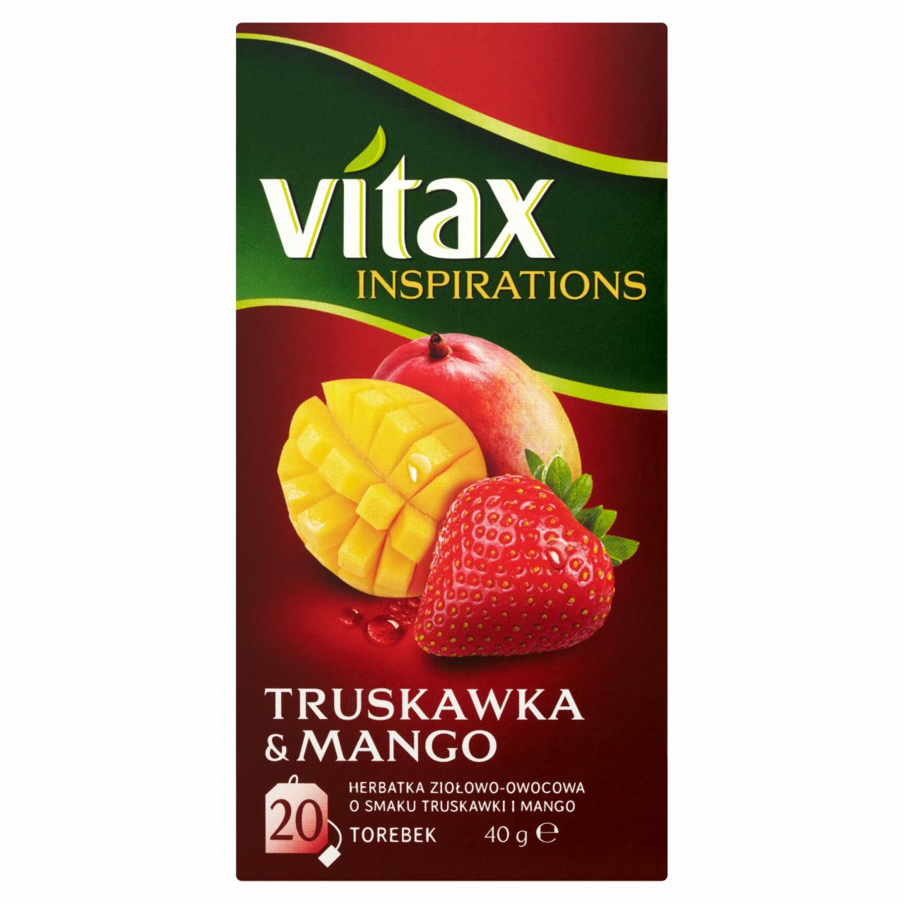 Zdjęcia - Vitax Inspiracje Herbatka owocowo-ziołowa aromatyzowana o smaku truskawki i mango 40 g (20 x 2 g)