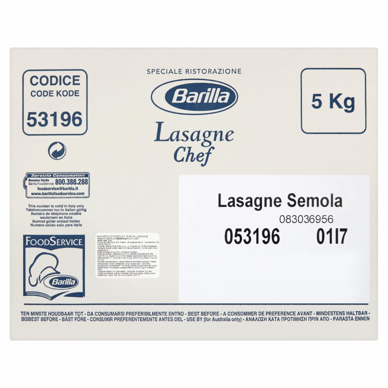 Zdjęcia - Barilla Chef Makaron lasagne 5 kg