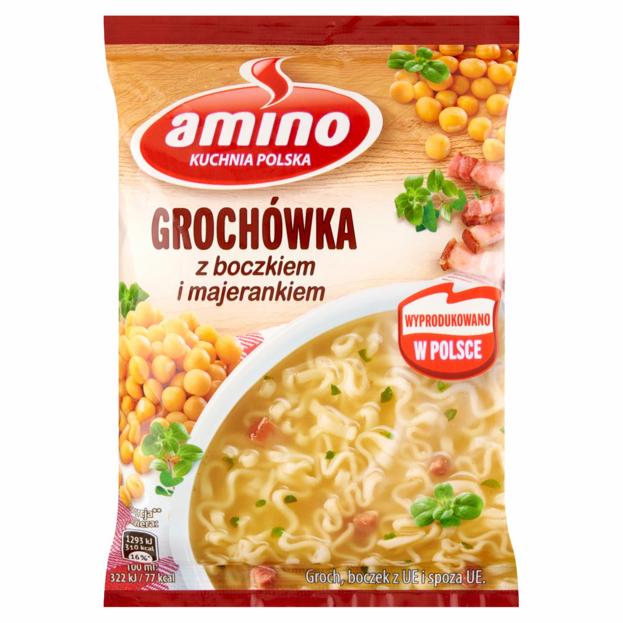 Zdjęcia - Amino Zupa błyskawiczna grochówka z boczkiem i majerankiem 65 g