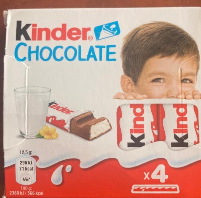 Zdjęcia - Kinder Chocolate Batonik z mlecznej czekolady z nadzieniem mlecznym 50 g (4 sztuki)