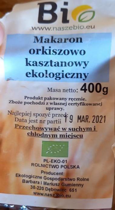 Zdjęcia - Makaron orkiszowo kasztanowy nasze bio