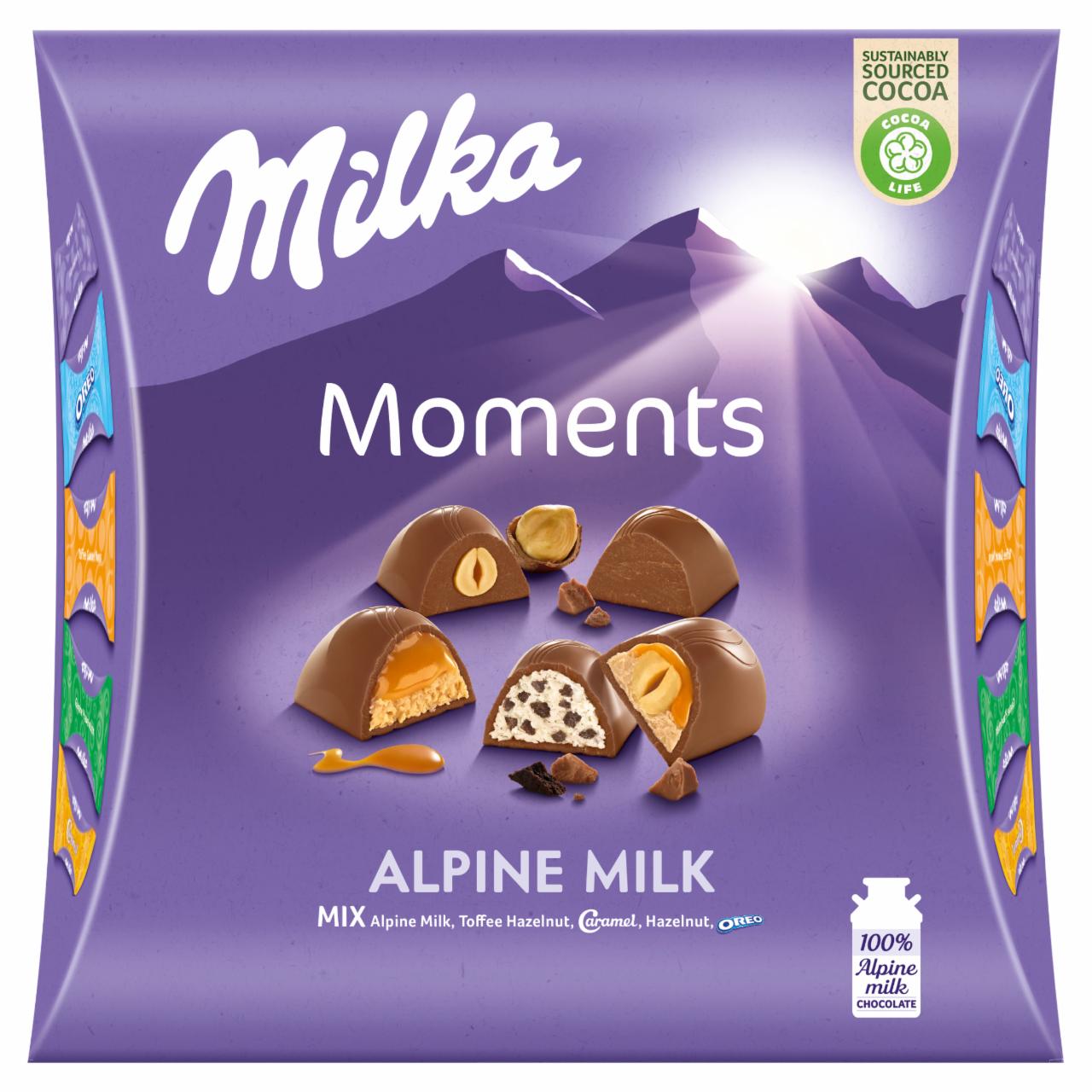 Zdjęcia - Milka Moments Mieszanka czekoladek mlecznych Mix 169 g (19 sztuk)