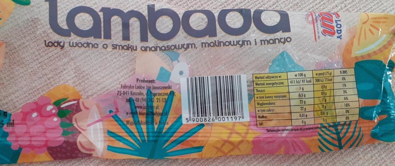 Zdjęcia - Lambada lody wodne o smaku ananasowym, malinowym i mango Lody Jan