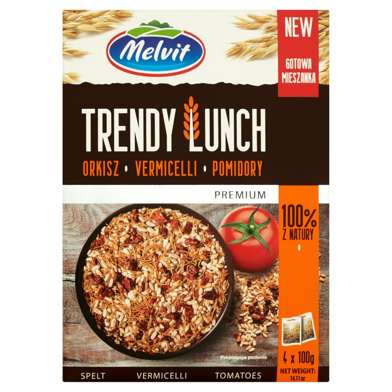 Zdjęcia - Melvit Premium Trendy Lunch orkisz vermicelli pomidory 400 g (4 saszetki)