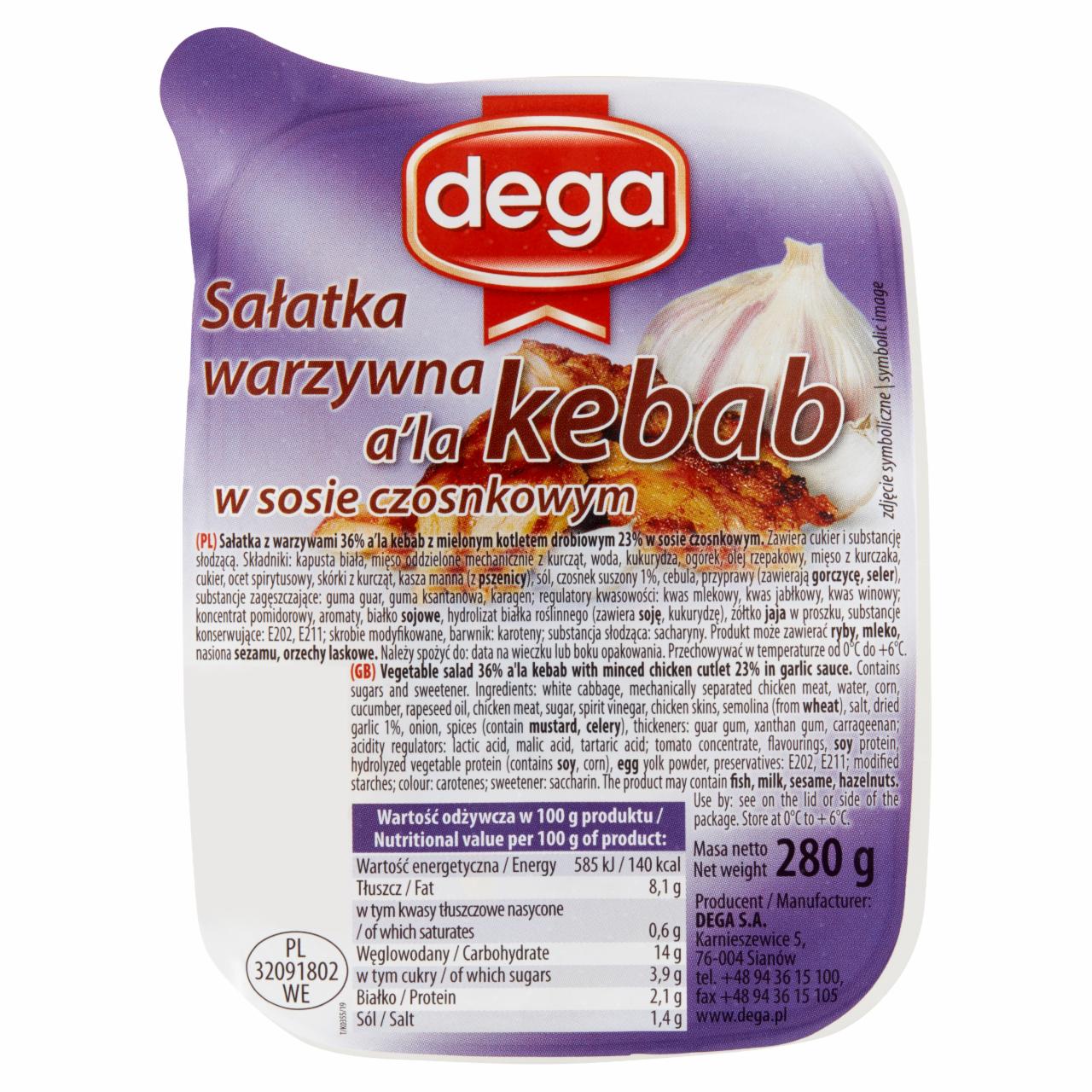 Zdjęcia - Dega Sałatka warzywna a'la kebab w sosie czosnkowym 280 g