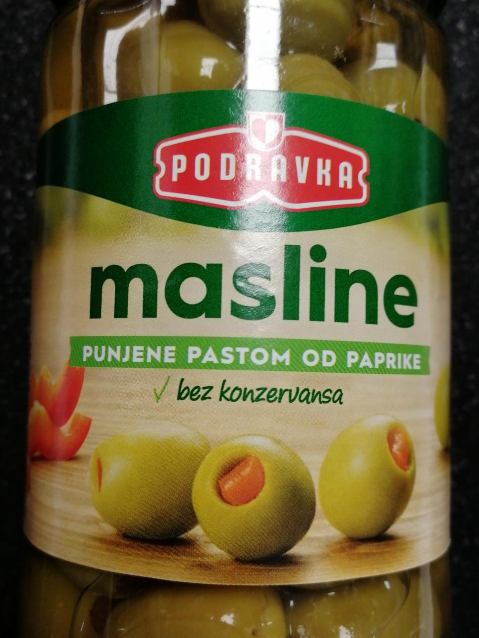 Zdjęcia - Podravka Oliwki zielone nadziewane pastą paprykową 350 g