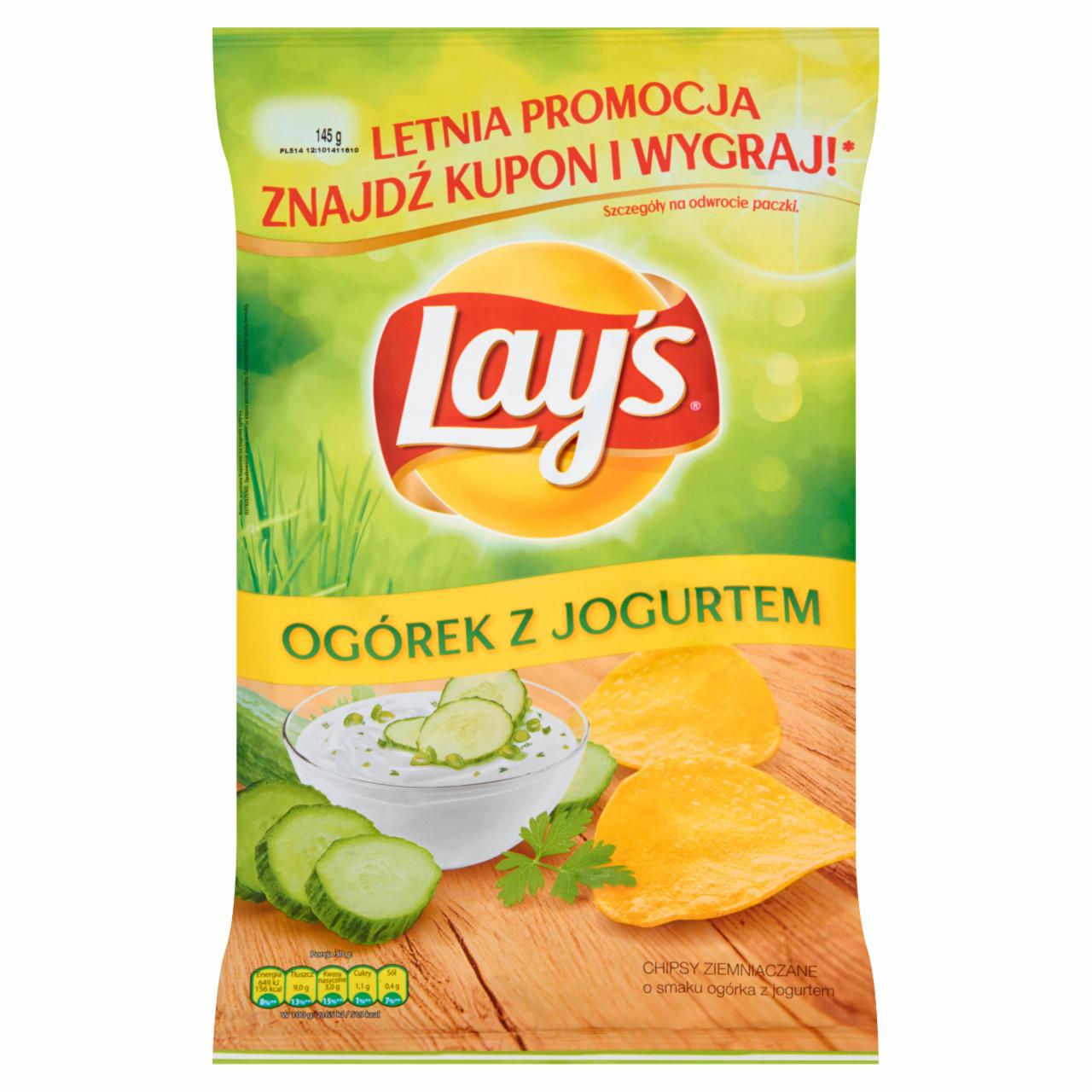 Zdjęcia - Lay's Ogórek z jogurtem Chipsy ziemniaczane 145 g