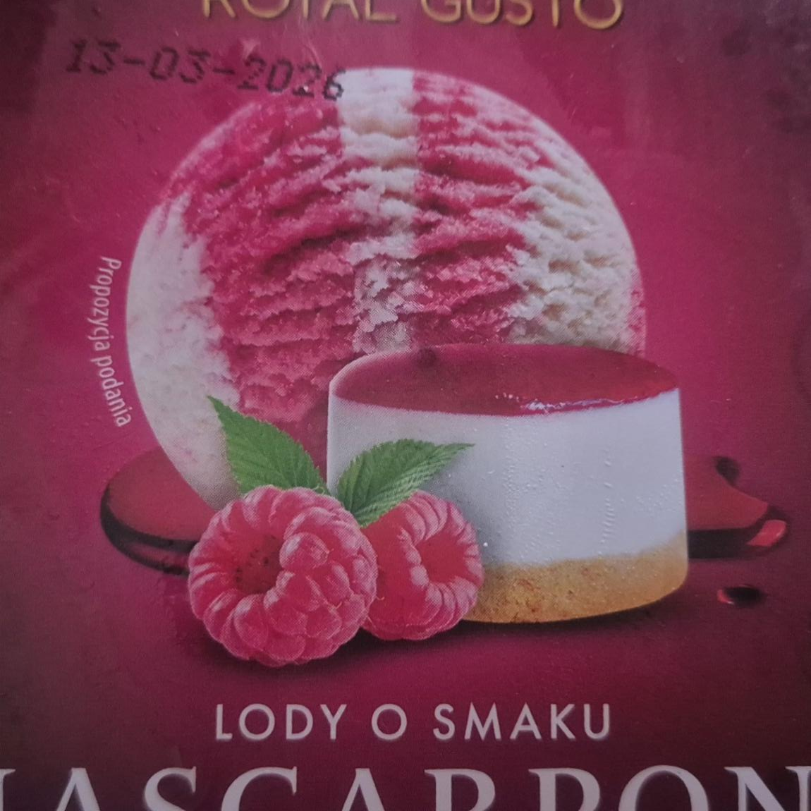 Zdjęcia - Lody o smakum mascarpone z sosem malinowym Royal Gusto