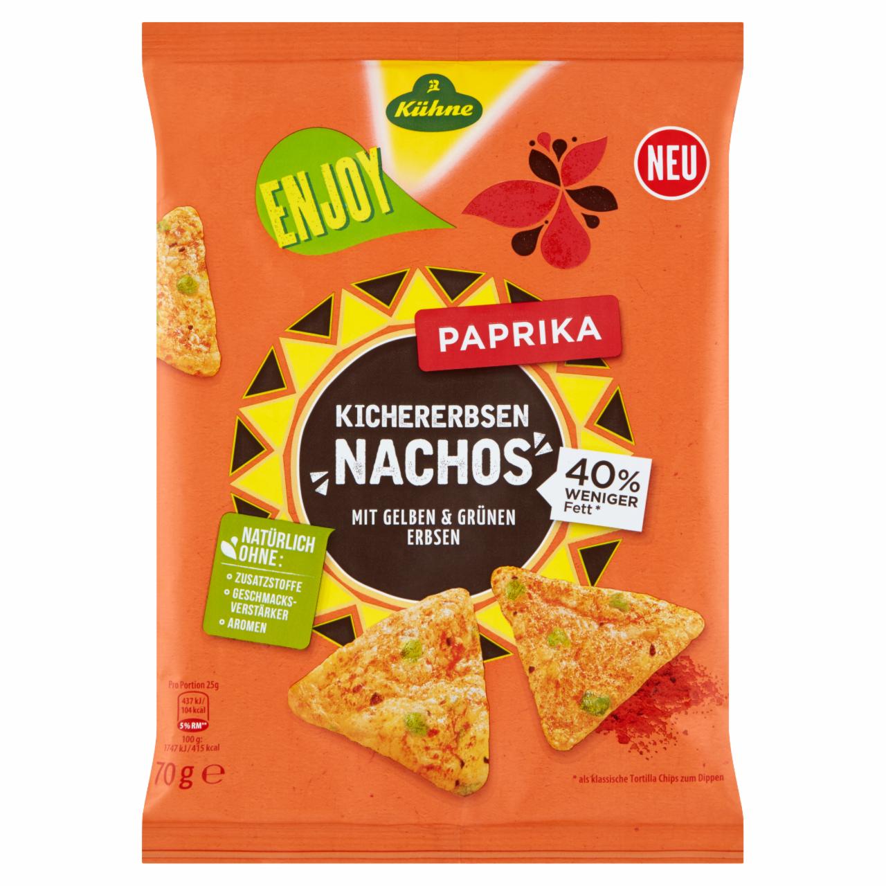 Zdjęcia - Kühne Chipsy nachos z ciecierzycy o smaku paprykowym 70 g