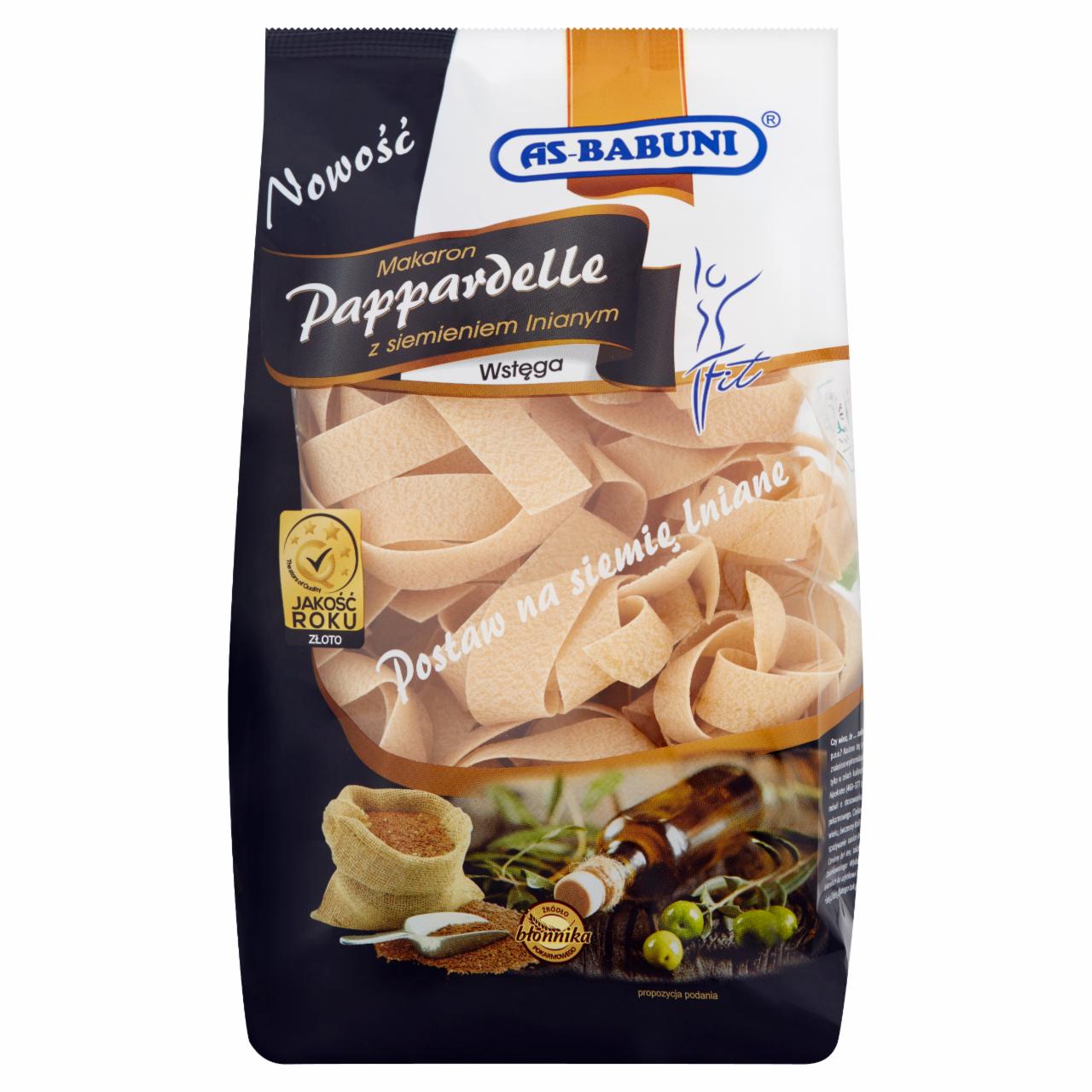 Zdjęcia - As-Babuni Fit Makaron z siemieniem lnianym Pappardelle wstęga 400 g