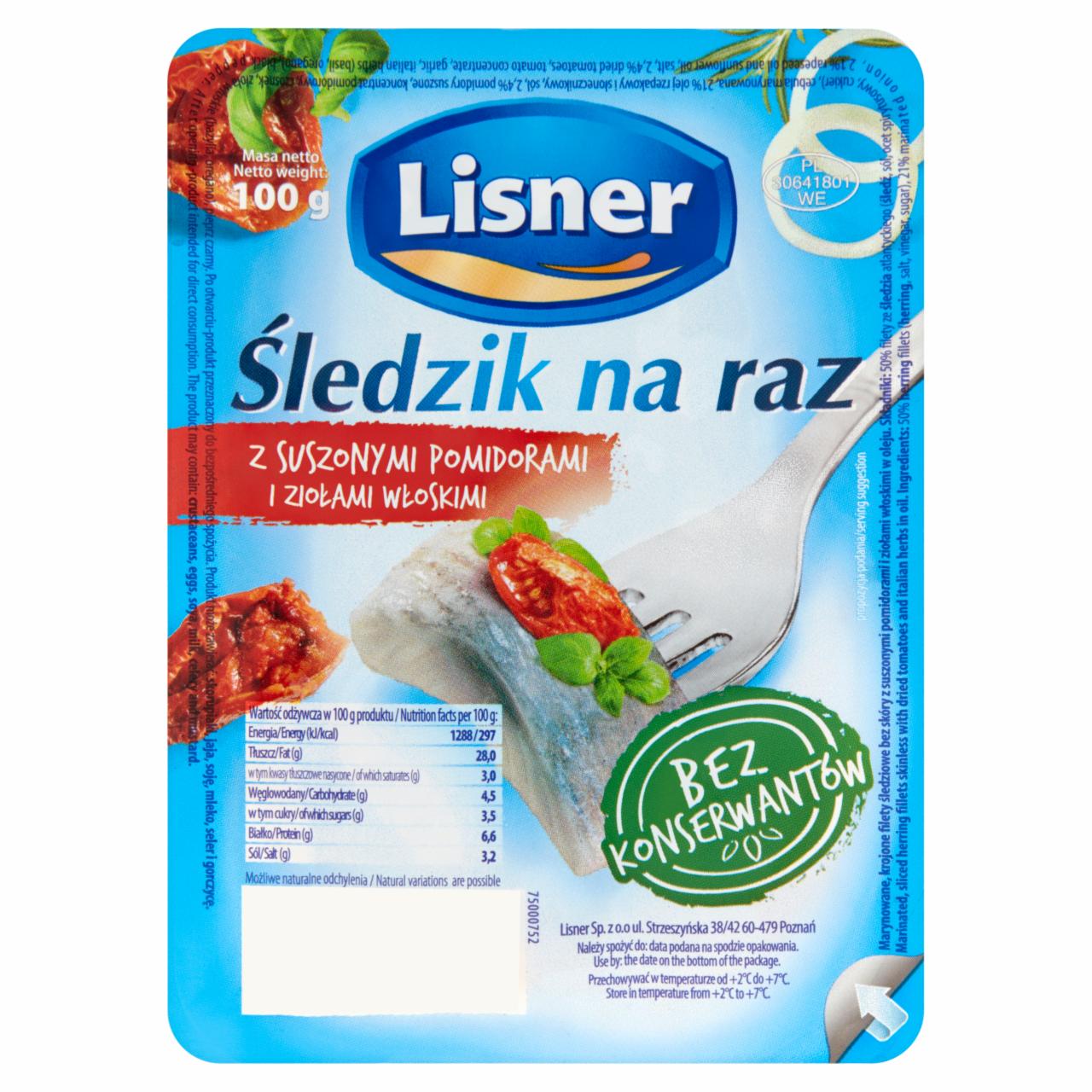 Zdjęcia - Lisner Śledzik na raz w oleju z suszonymi pomidorami 100 g