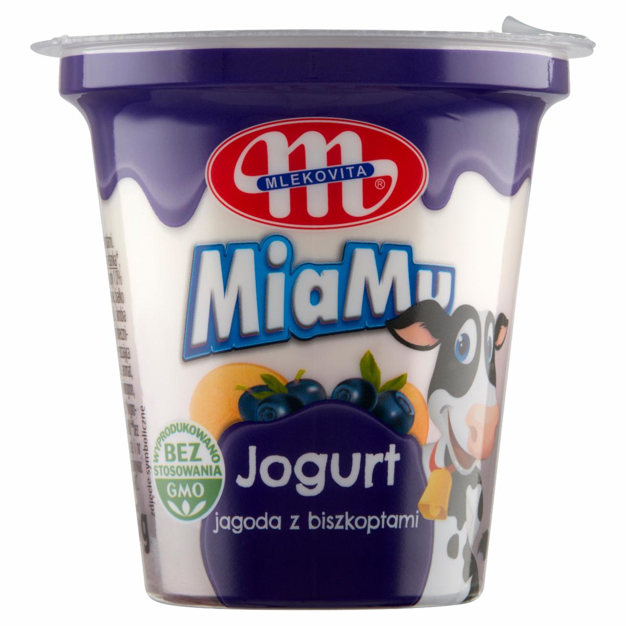 Zdjęcia - Mlekovita MiaMu Jogurt jagoda z biszkoptami 125 g