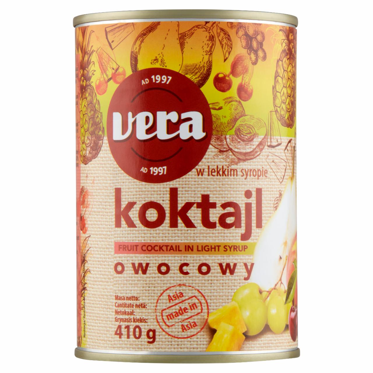 Zdjęcia - Vera Koktajl owocowy w lekkim syropie 410 g