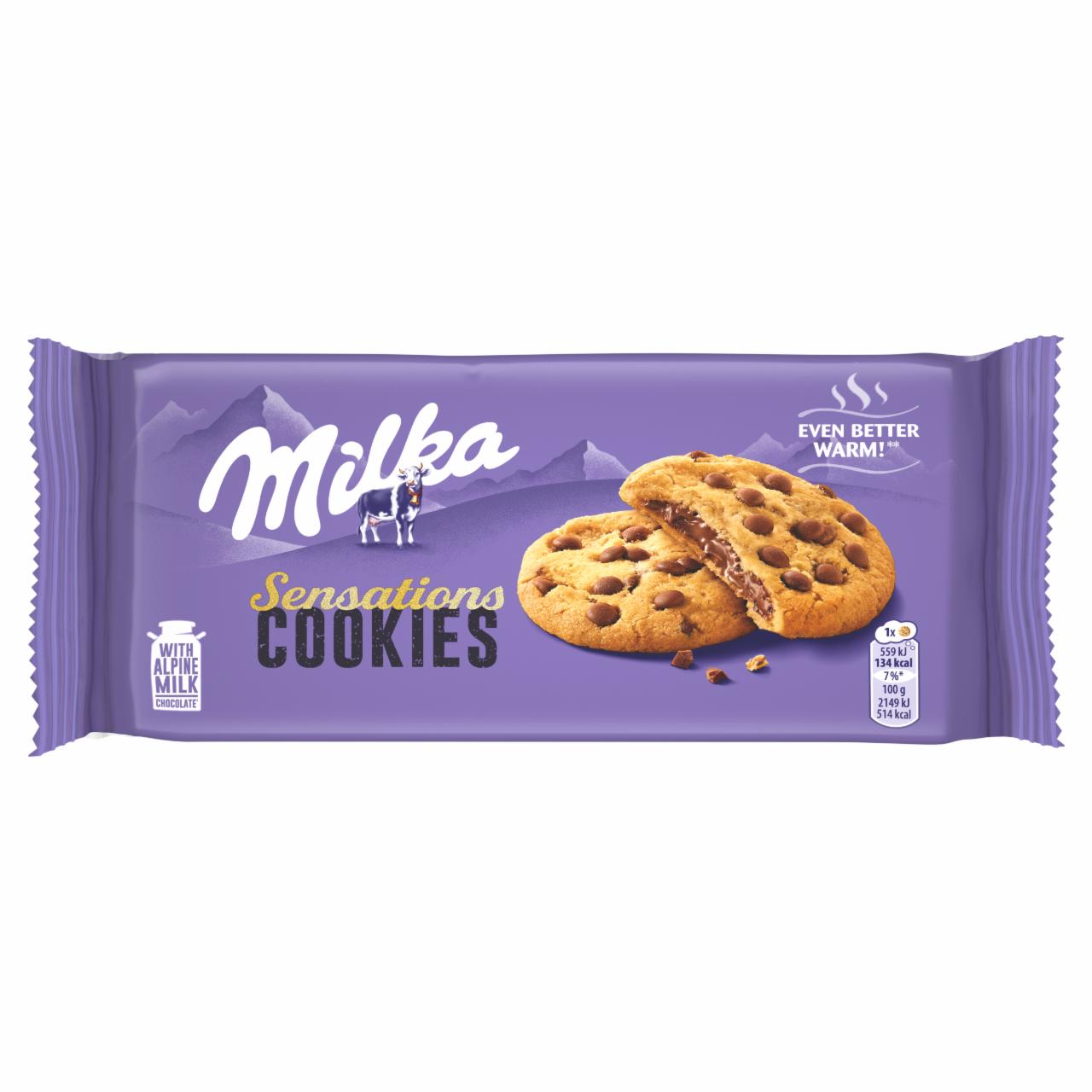 Zdjęcia - Milka Sensations Cookies Ciastka z kawałkami czekolady i nadzieniem z czekoladą mleczną 156 g