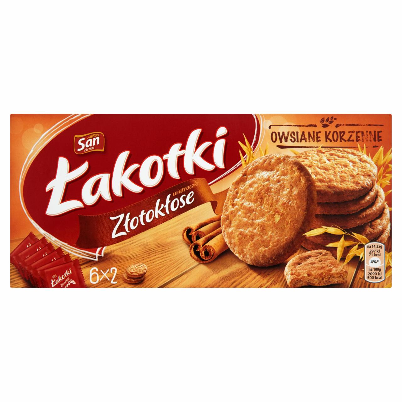 Zdjęcia - San Łakotki Złotokłose wiatraczki owsiane korzenne Ciastka 171 g