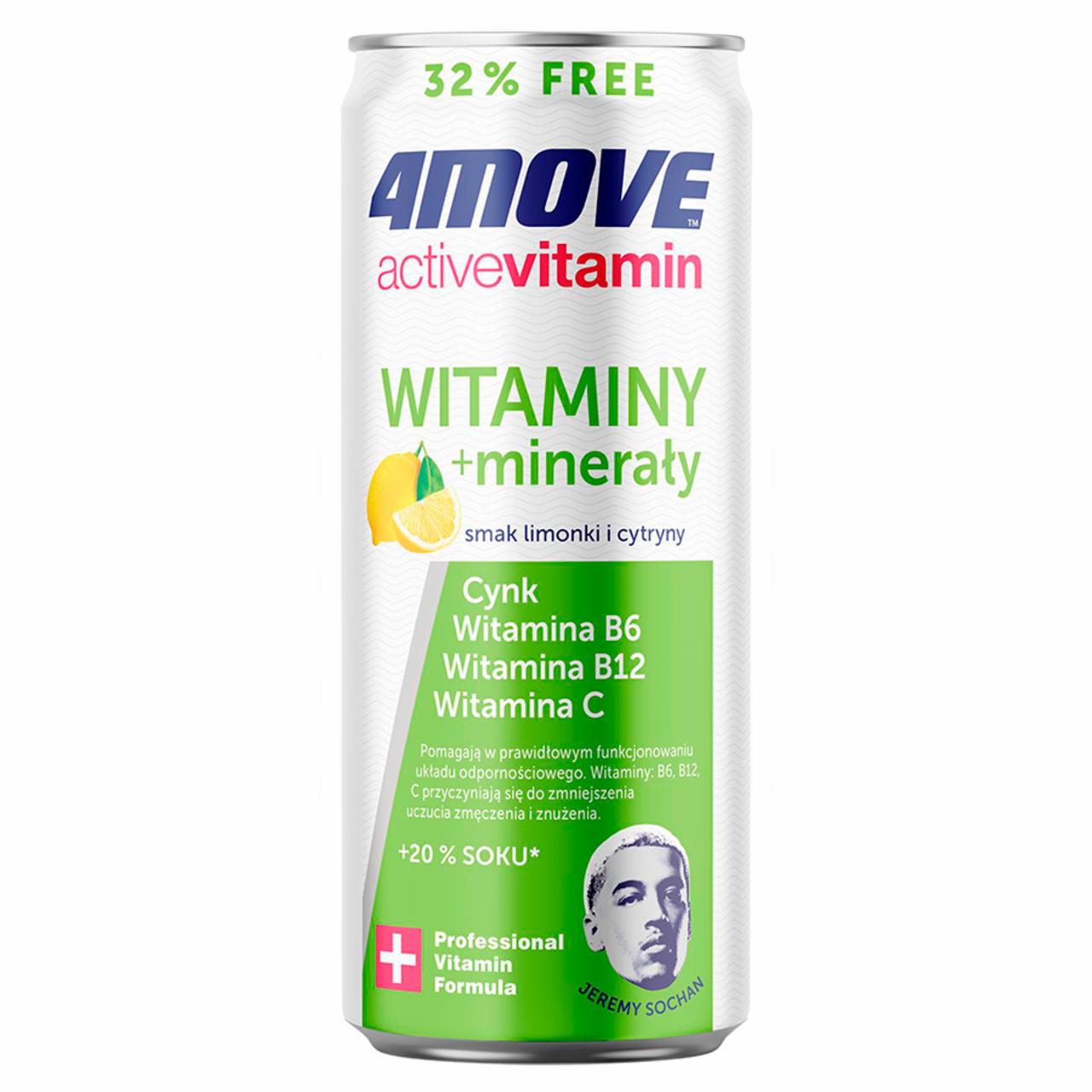 Zdjęcia - 4Move Active Vitamin Gazowany napój smak limonki i cytryny 330 ml